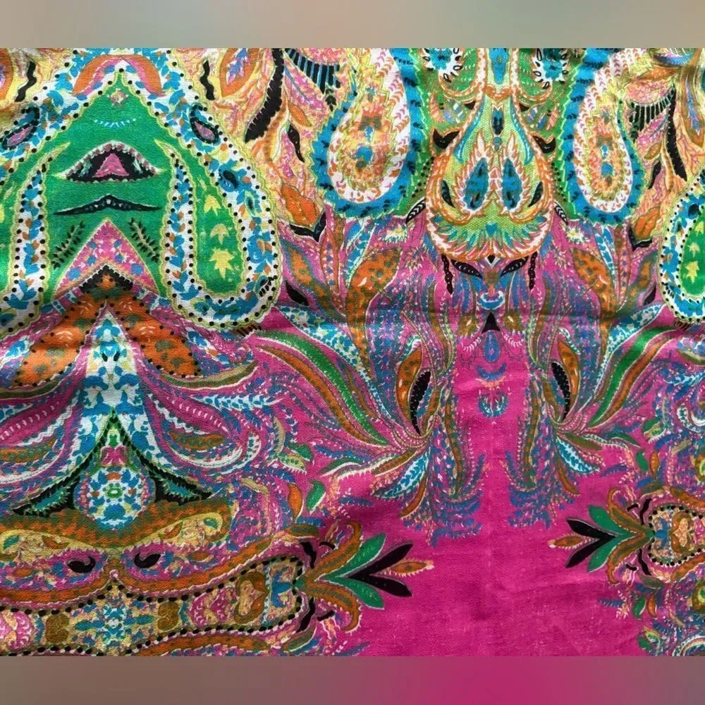 Colorful Scarf/wrap Oversized with Paisley Print Border.